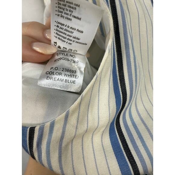 Paige Meade Stripe Jumpsuit Blue White Crop Leg Pockets Belt 4 - Picture 7 of 9